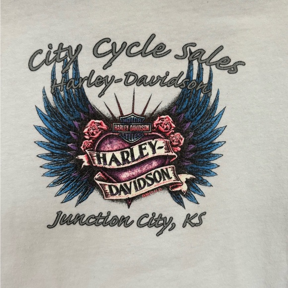 Y2K Harley Davidson Women's M Rhinestone Graphic Long Sleeve Tee Shirt Bling - Picture 5 of 8